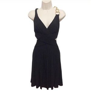 BCBGMazAzria black dress with gold chain strap